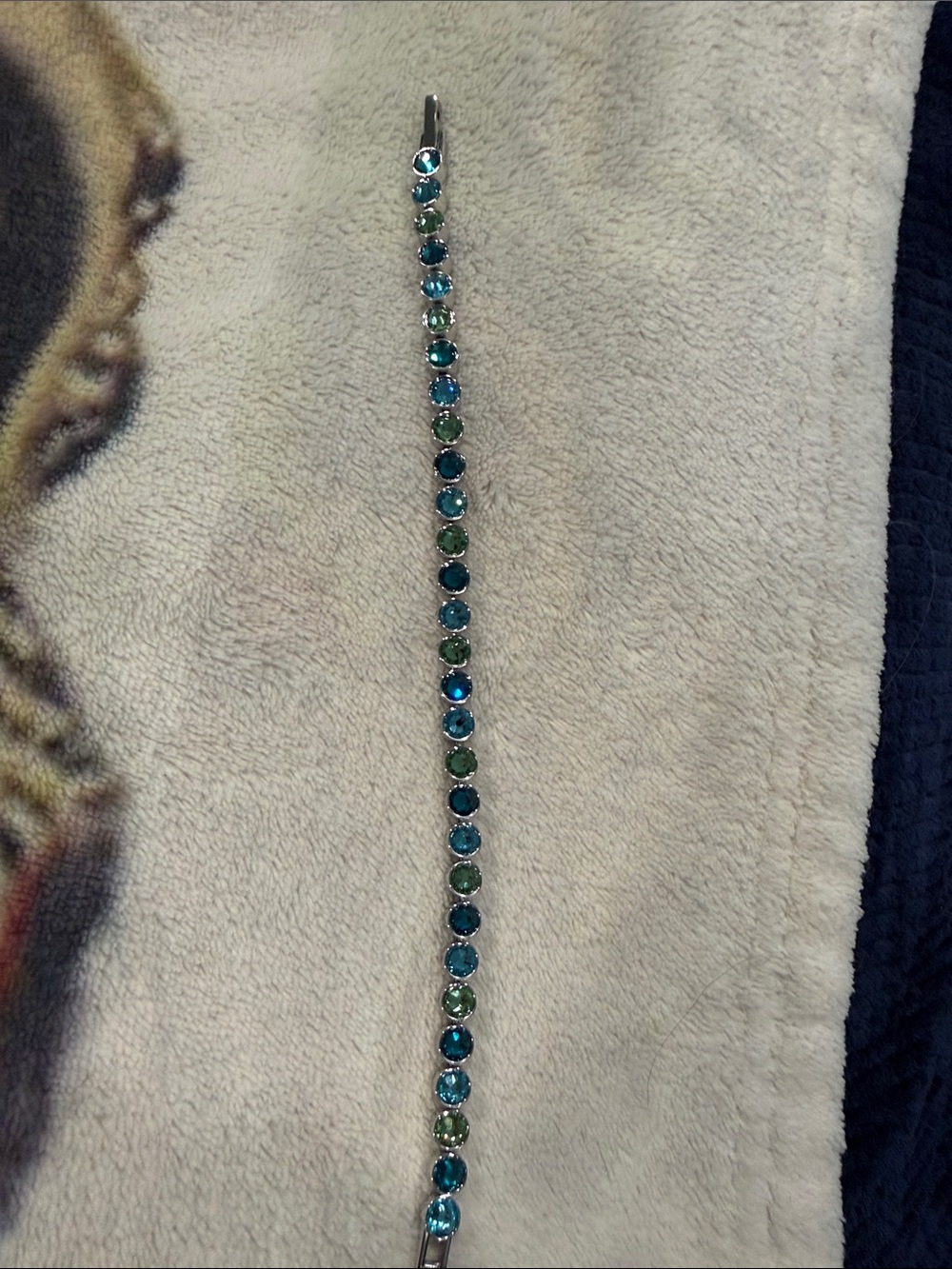 Touchstone Crystal Blue & Green Round Crystal Tennis Bracelet mini crystals